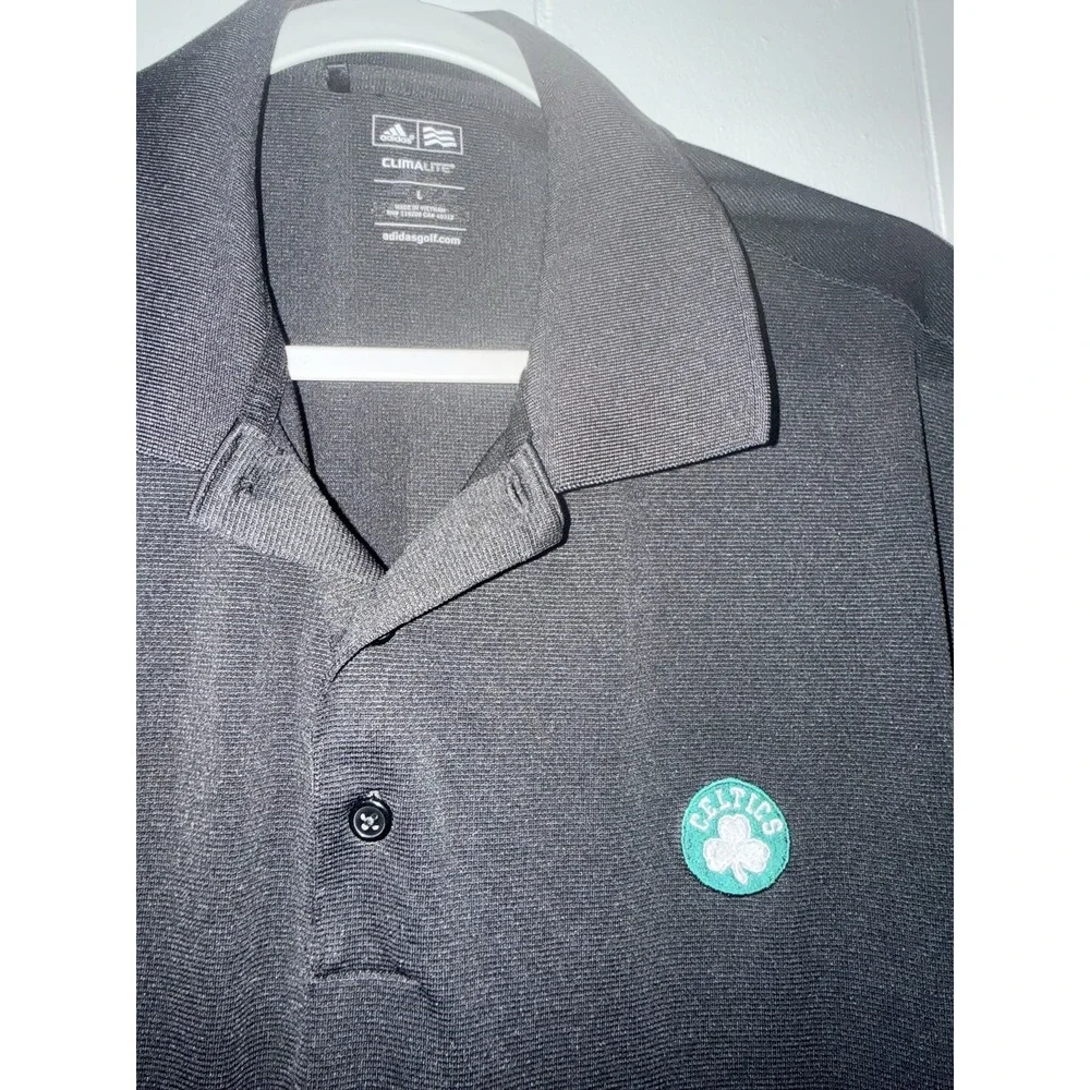 adidas Boston Celtics Polo Shirt mens size large Black Climalite Basketball